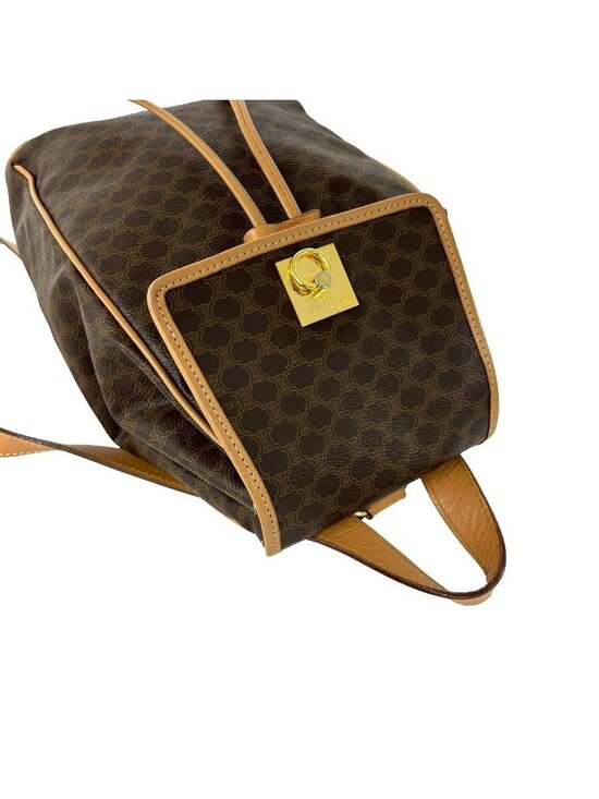 Celine Vintage Macadam Blason Triomphe Pattern Logo Ring Leather Backpack Brown main image 7